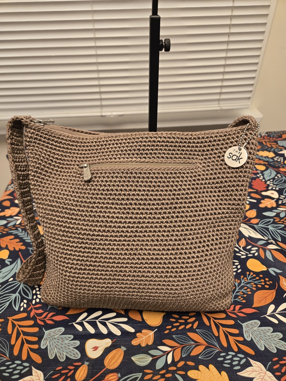 The Sak Taupe Crochet Crossbody Bag